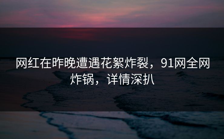 网红在昨晚遭遇花絮炸裂，91网全网炸锅，详情深扒