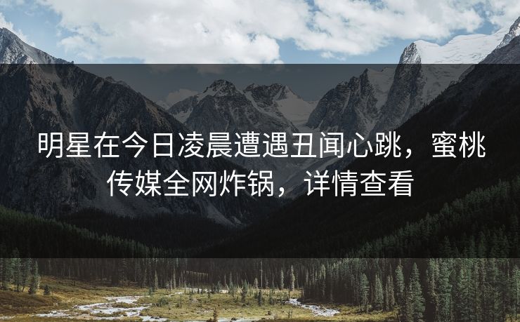 明星在今日凌晨遭遇丑闻心跳，蜜桃传媒全网炸锅，详情查看