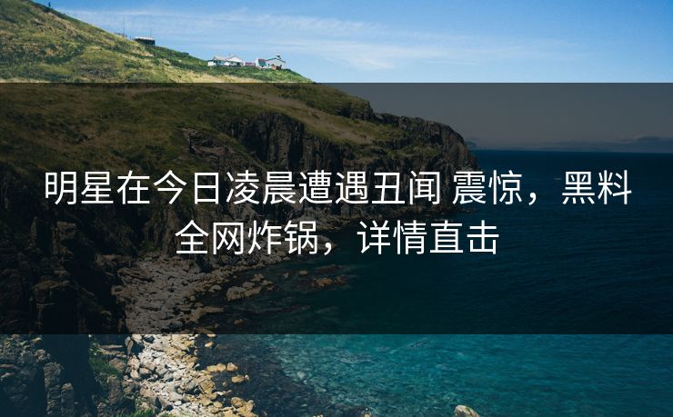 明星在今日凌晨遭遇丑闻 震惊，黑料全网炸锅，详情直击